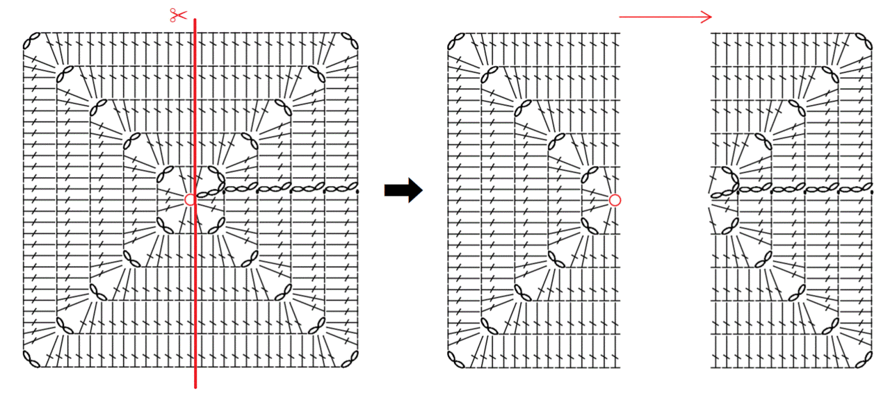 正方形の編み図をアレンジして 中心から編む長方形の編み図を作る 笠石あき Note