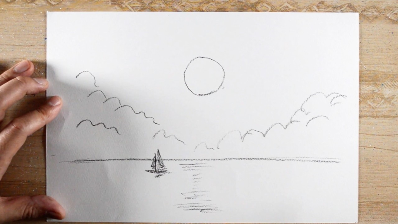 アクリル絵の具を使用した満月の海の描き方 初心者が簡単に絵を描く方法 Junya Art Note