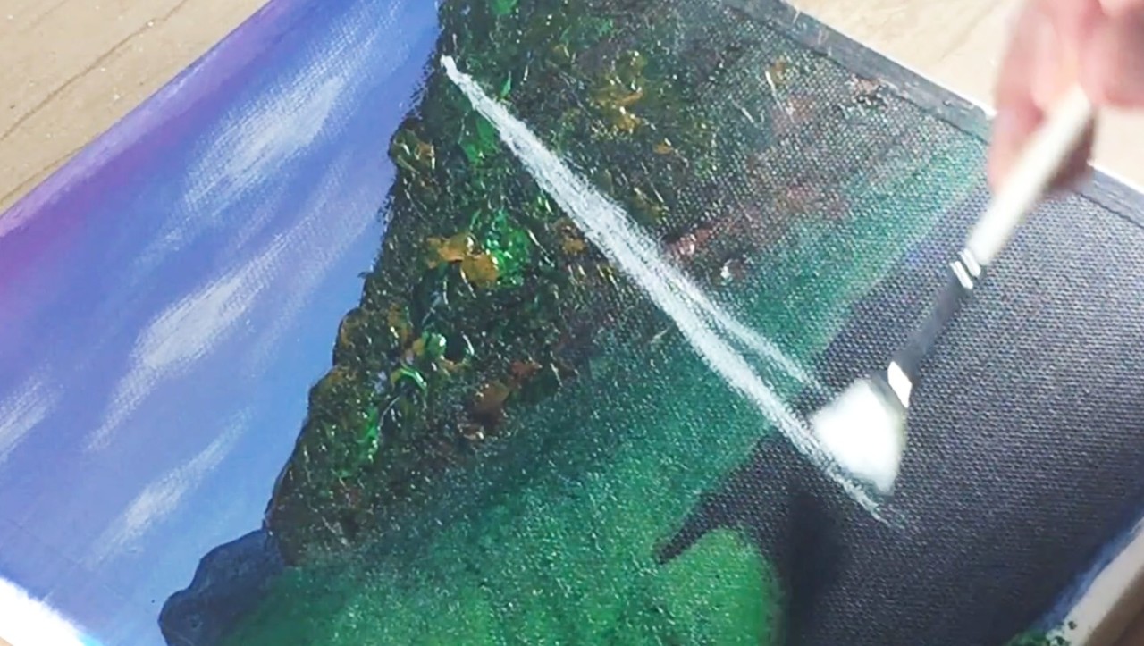 アクリル絵の具を使用した滝の描き方 初心者が簡単に絵を描く方法