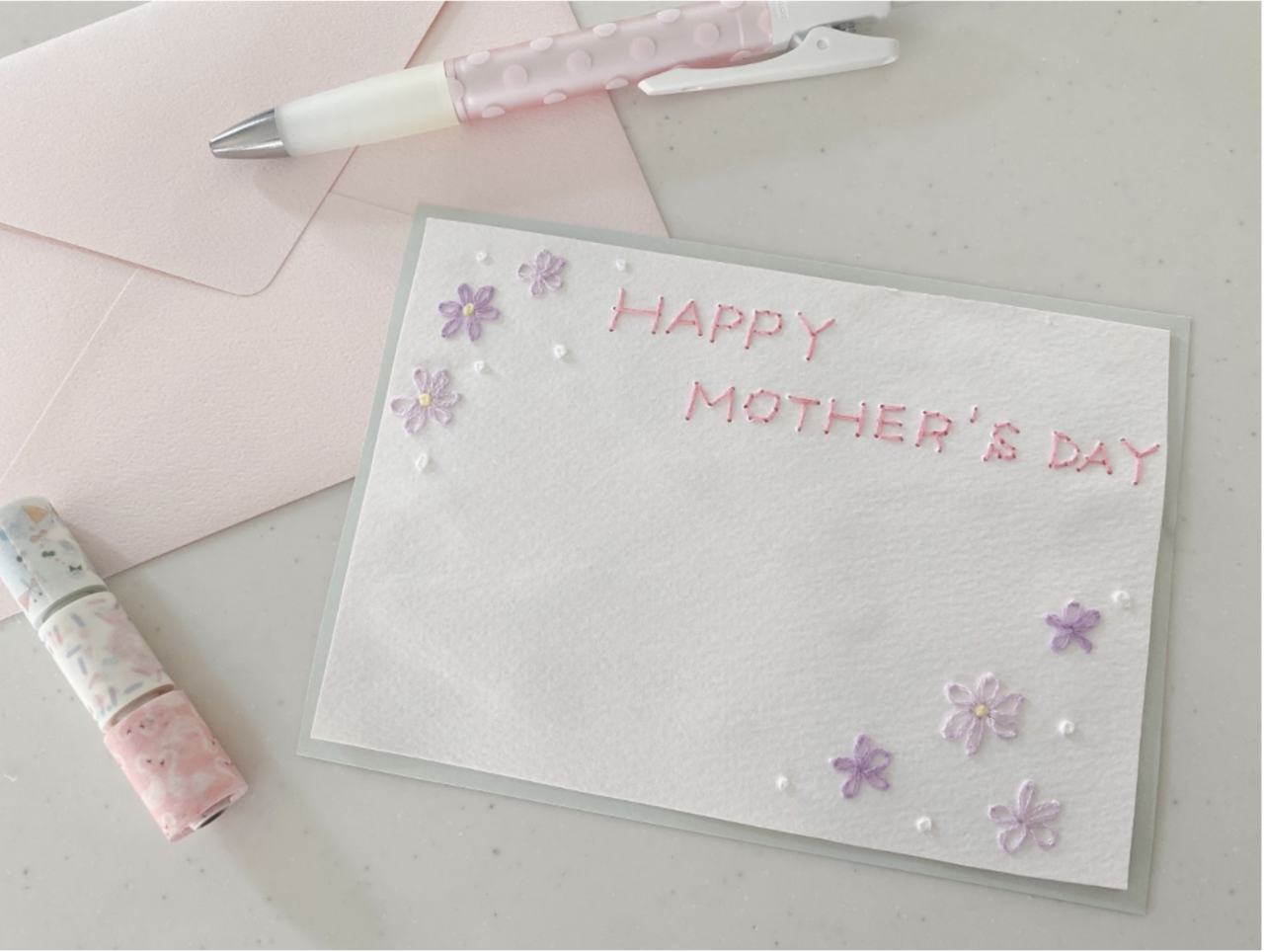 おうち時間を楽しむ趣味 手芸刺繍メッセージカードを母の日ギフトに Marryju Note