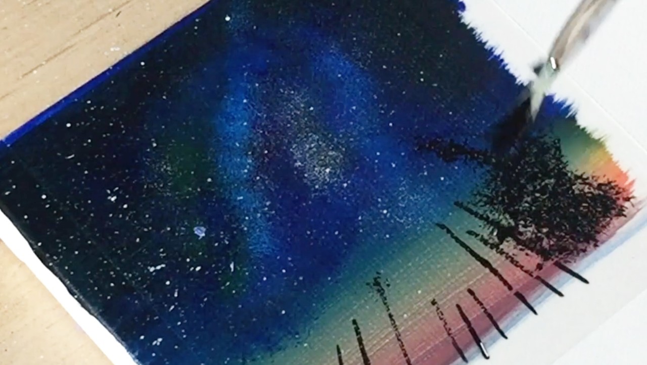 アクリル絵の具を使用した4つの銀河の描き方 初心者が簡単に絵を描く方法 Junya Art Note