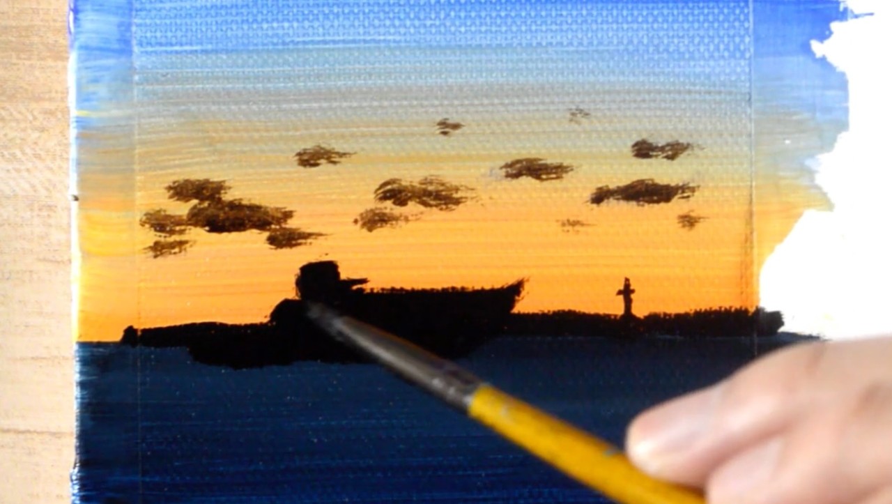 アクリル絵の具を使用した4パターンの夕日の描き方 初心者が簡単に絵を描く方法 Junya Art Note