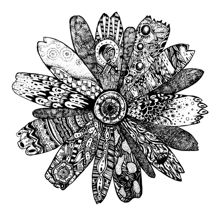 ベスト50 ペン画 花 最高の花の画像