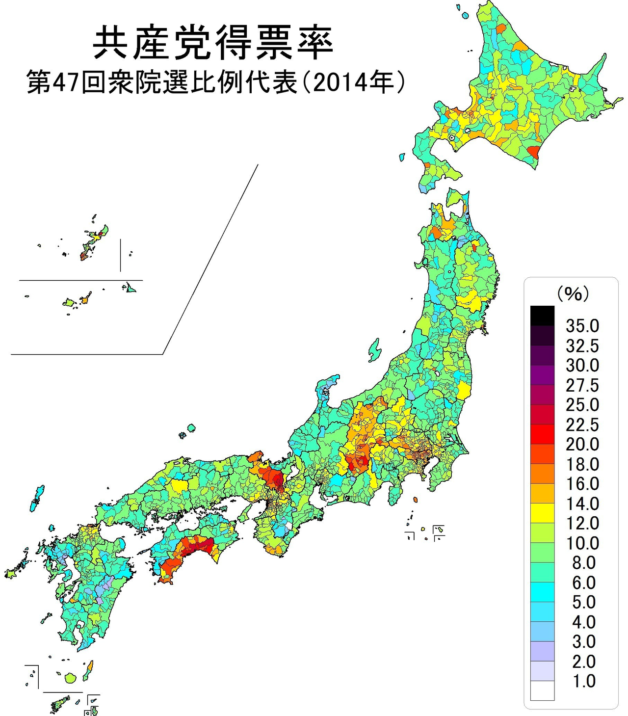 共産党の勢力分布を初公開・市区町村別に比例得票率を地図化（2017年衆院選精密地域分析Part4）★｜三春充希(はる) ⭐みらい選挙 ...