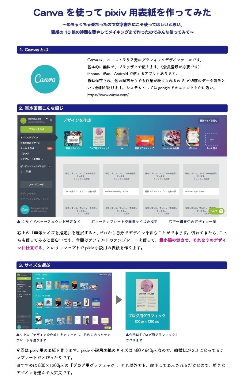 Canvaでpixiv表紙をつくる 清水 Note