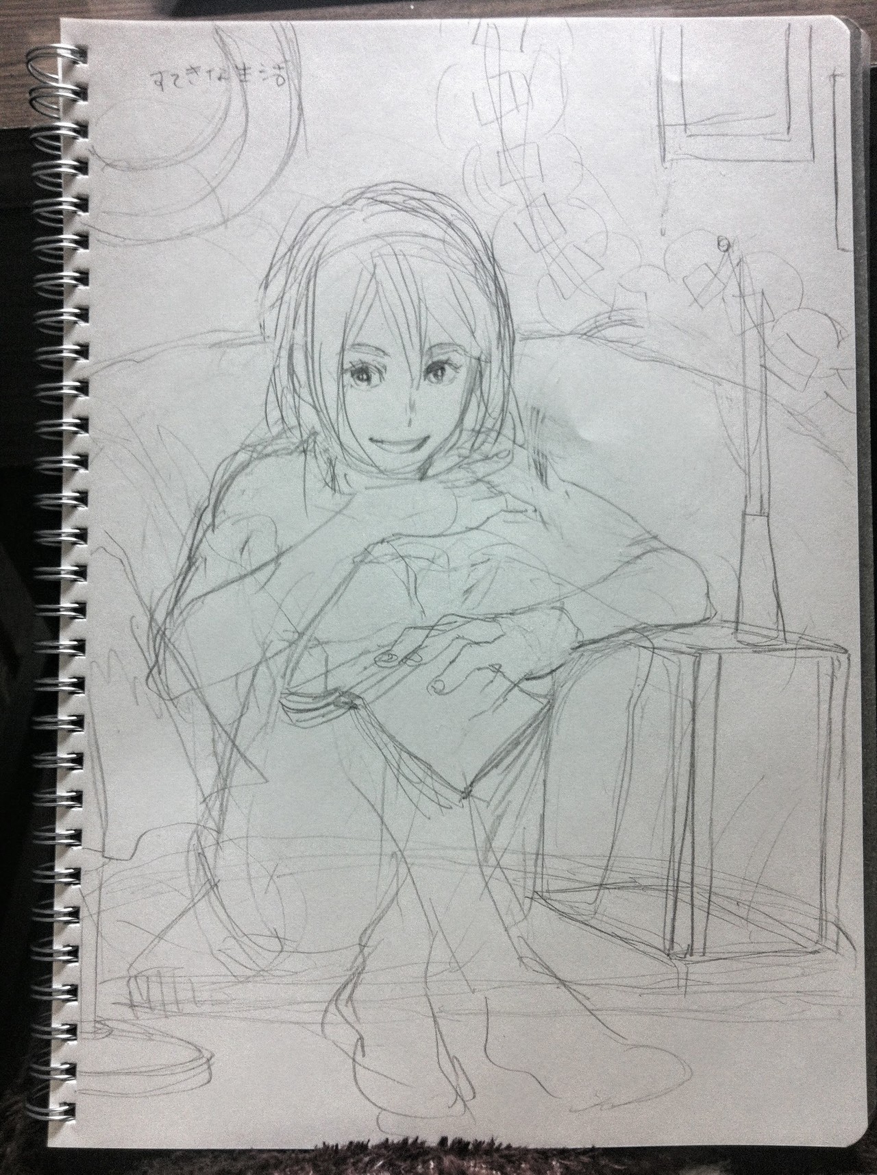 水彩色鉛筆 イラスト制作過程 えんぴつ Note