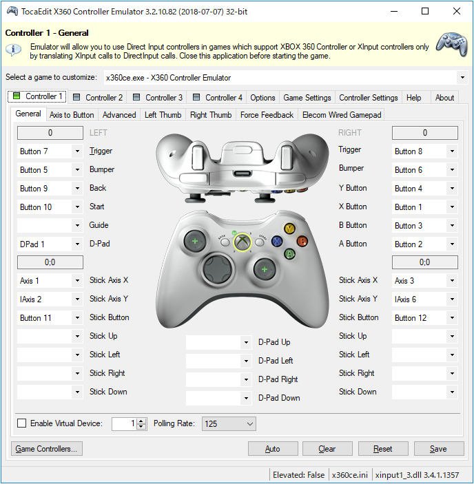 Pso2 Cloudのゲームパッド設定メモ Tocaedit Xbox 360 Controller Emulator Cielfa Note
